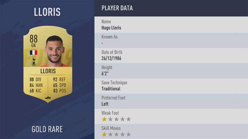 NewImage.png Premier League(プレミアリーグ)ランク9位 88 GK HUGO LLORIS