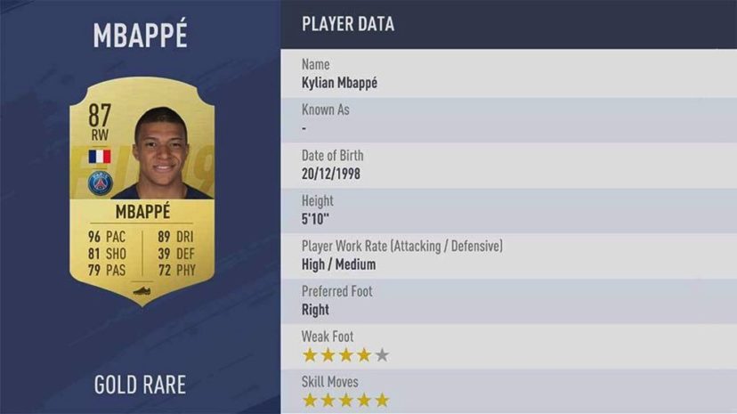 NewImage.png Ligue1(リーグアン)ランク5位 87 RW KYLIAN MBAPPÉ