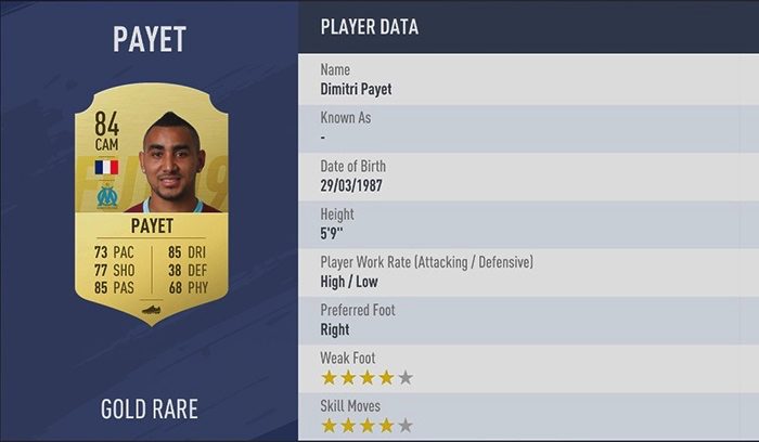 NewImage.png Ligue1(リーグアン)ランク10位 84 CAM DIMITRI PAYET